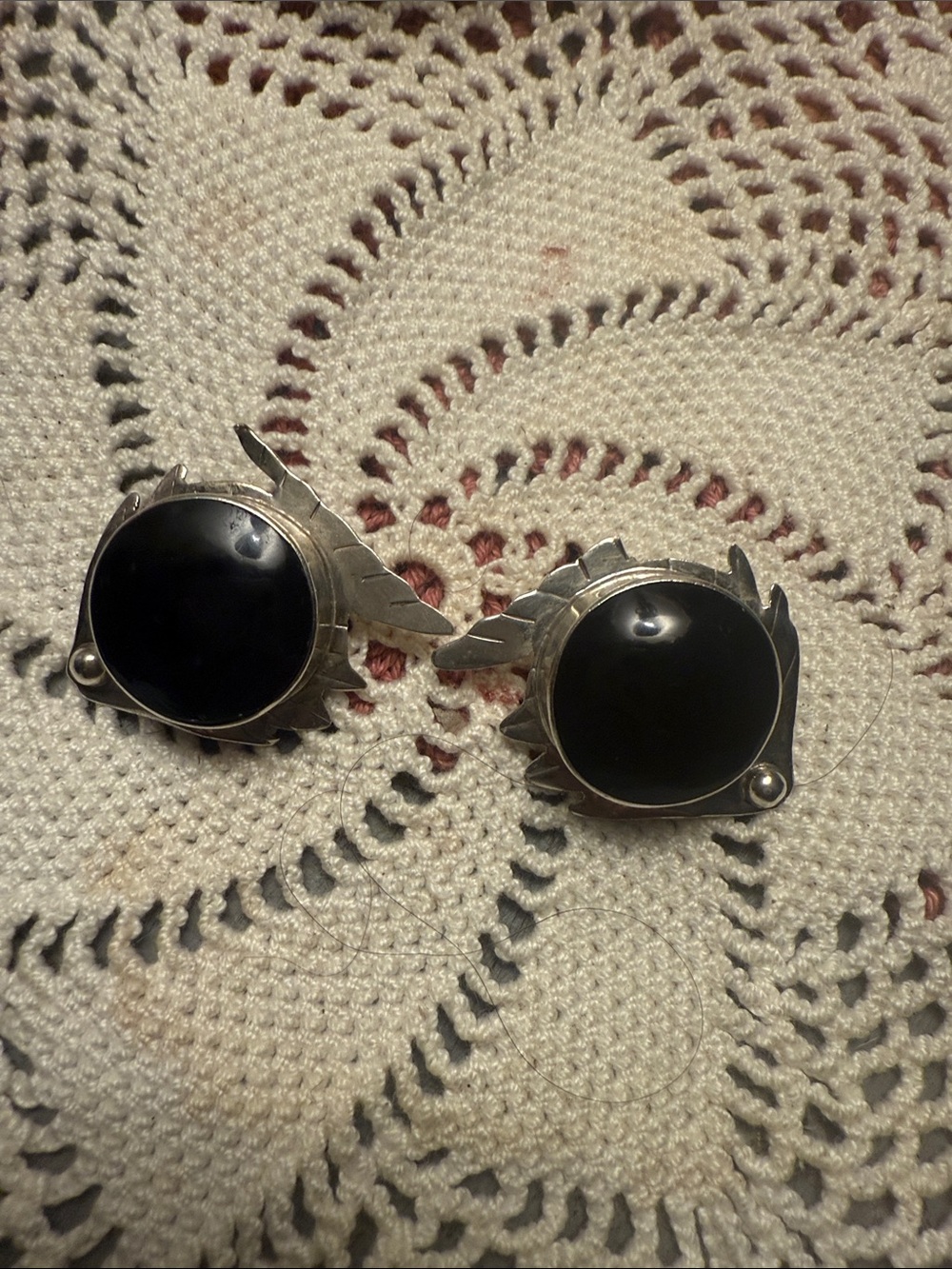 Women's Black Stone Sterling Silver onyx  clip on
